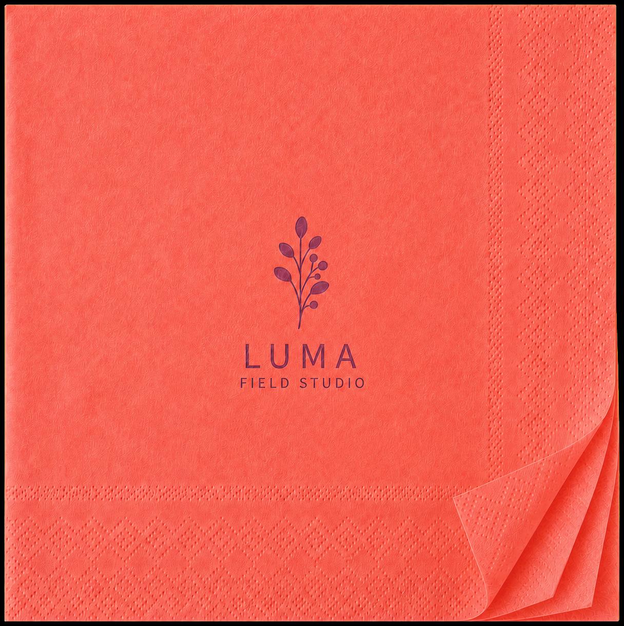 Coral 6.5 by 6.5 inch three-ply luncheon napkin