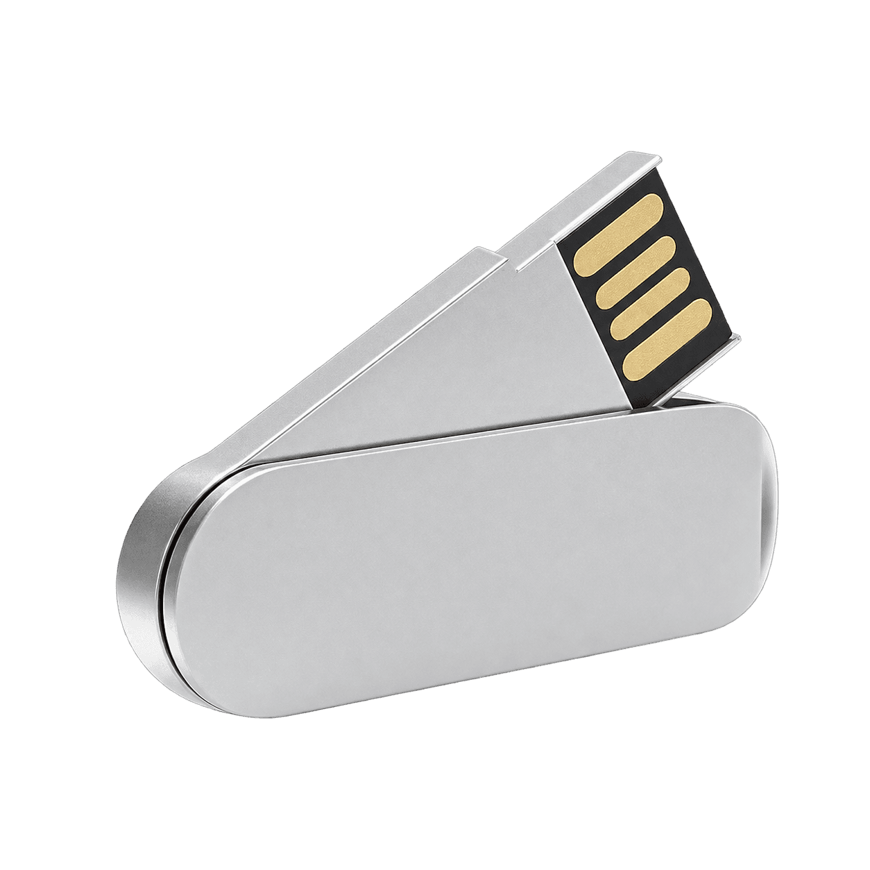Chrome swivel USB drive construction